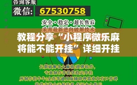 教程分享“小程序微乐麻将能不能开挂”详细开挂教程