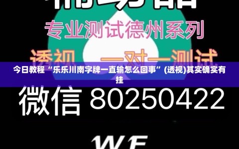 今日教程“乐乐川南字牌一直输怎么回事”(透视)其实确实有挂
