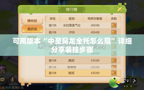 可用版本“中至窝龙全托怎么赢”详细分享装挂步骤