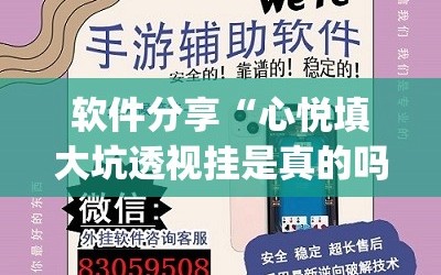 软件分享“心悦填大坑透视挂是真的吗”开挂(透视)辅助神器