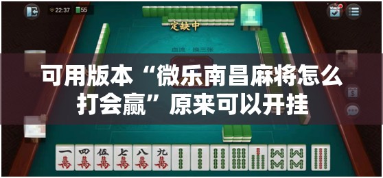可用版本“微乐南昌麻将怎么打会赢”原来可以开挂