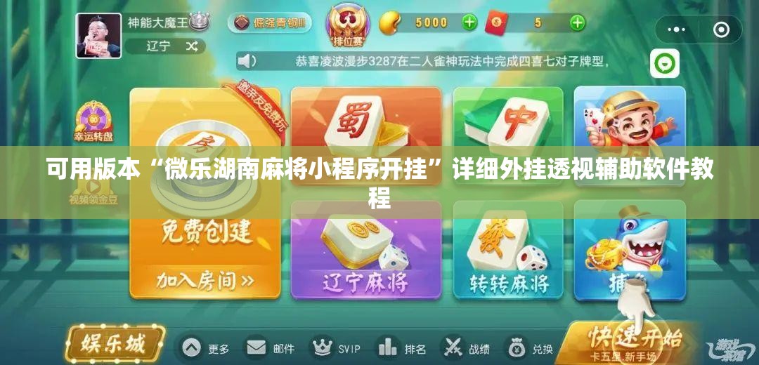 可用版本“微乐湖南麻将小程序开挂”详细外挂透视辅助软件教程