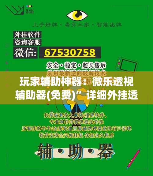 玩家辅助神器：微乐透视辅助器(免费)	”详细外挂透视辅助软件教程