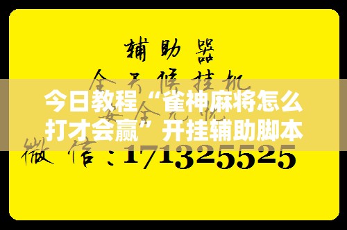 今日教程“雀神麻将怎么打才会赢	”开挂辅助脚本+详细开挂安装教程