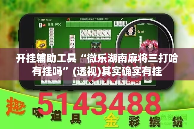 开挂辅助工具“微乐湖南麻将三打哈有挂吗”(透视)其实确实有挂