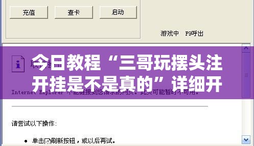 今日教程“三哥玩摆头注开挂是不是真的	”详细开挂教程