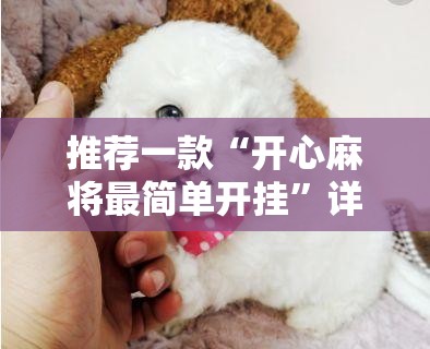 推荐一款“开心麻将最简单开挂”详细分享装挂步骤