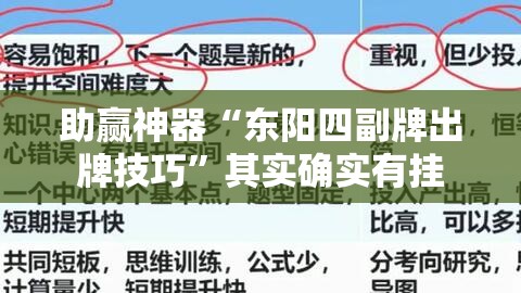 助赢神器“东阳四副牌出牌技巧”其实确实有挂