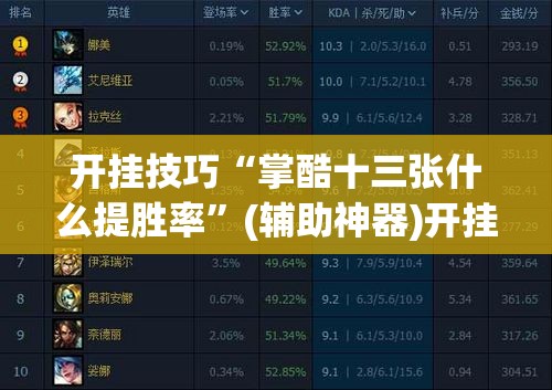 开挂技巧“掌酷十三张什么提胜率”(辅助神器)开挂详细教程