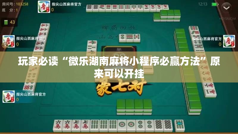 玩家必读“微乐湖南麻将小程序必赢方法”原来可以开挂