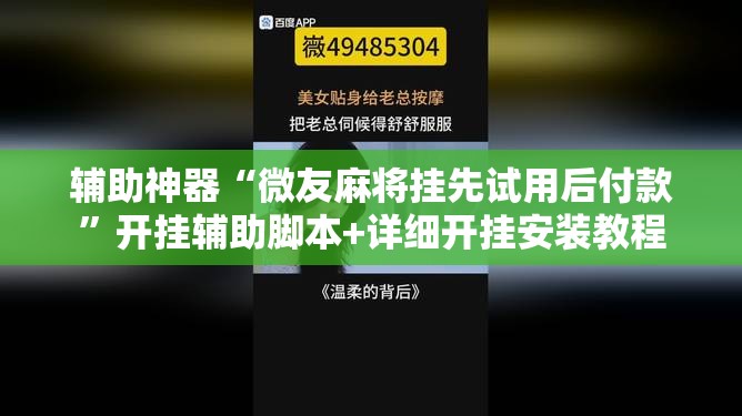 辅助神器“微友麻将挂先试用后付款”开挂辅助脚本+详细开挂安装教程