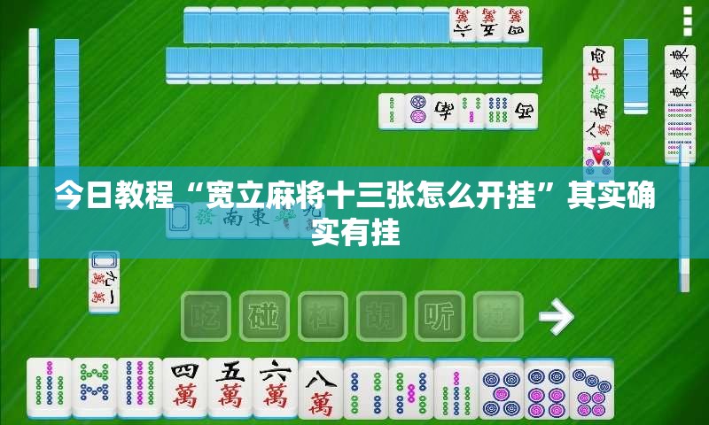 今日教程“宽立麻将十三张怎么开挂”其实确实有挂