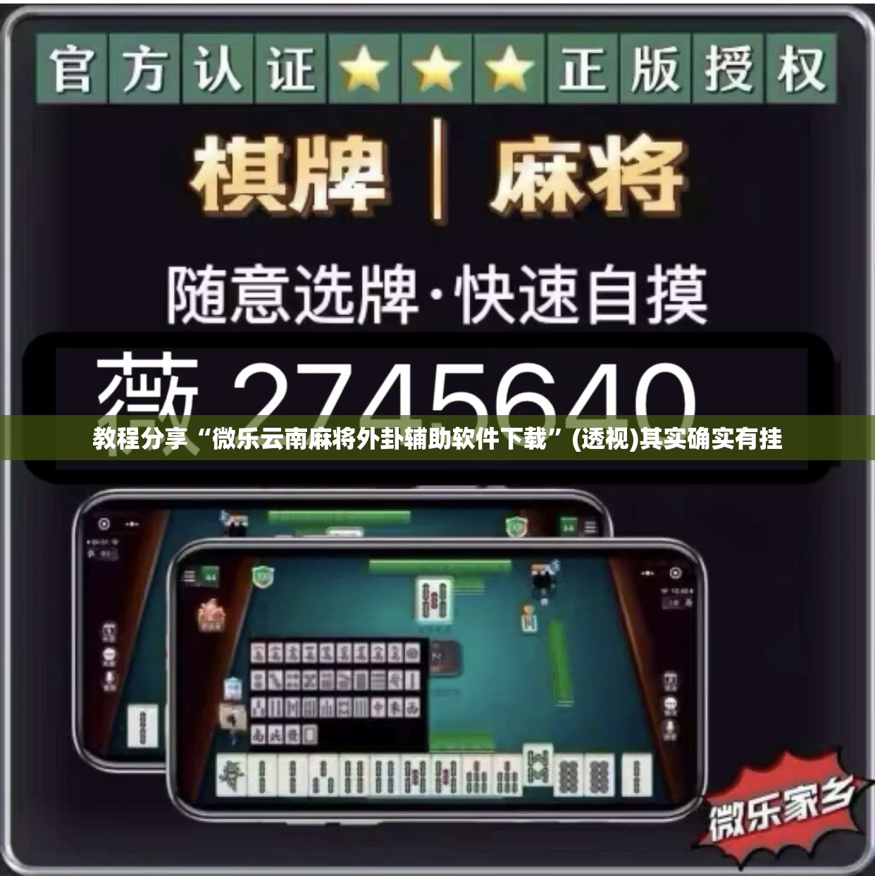 教程分享“微乐云南麻将外卦辅助软件下载”(透视)其实确实有挂