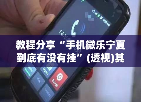 教程分享“手机微乐宁夏到底有没有挂”(透视)其实确实有挂