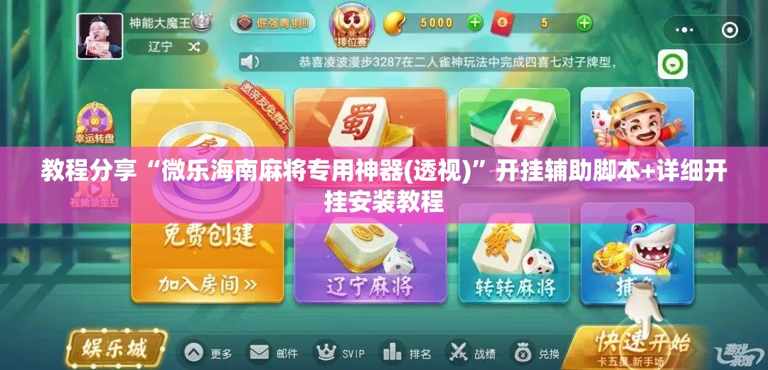 教程分享“微乐海南麻将专用神器(透视)	”开挂辅助脚本+详细开挂安装教程
