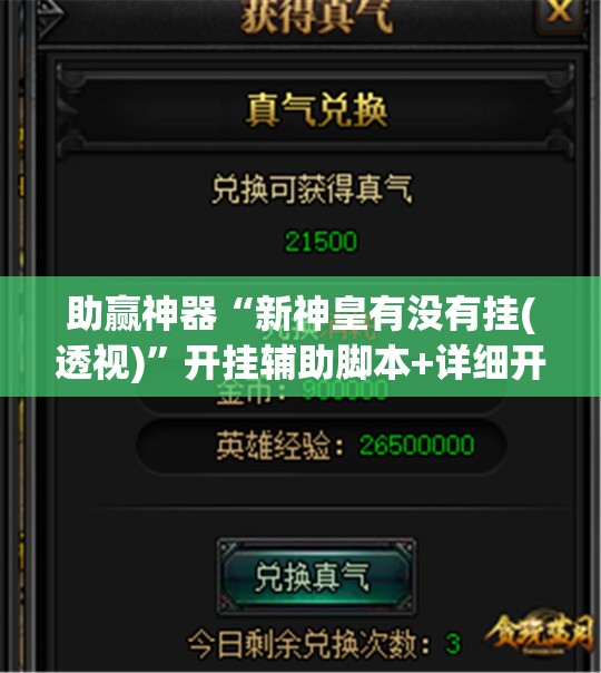 助赢神器“新神皇有没有挂(透视)”开挂辅助脚本+详细开挂安装教程